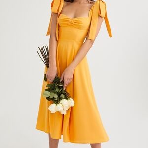 House Of Cb Orange Midi Dress